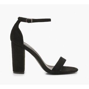 Boohoo Basic Barely There Heels Ankle Strap Black Size US 8 New In Box